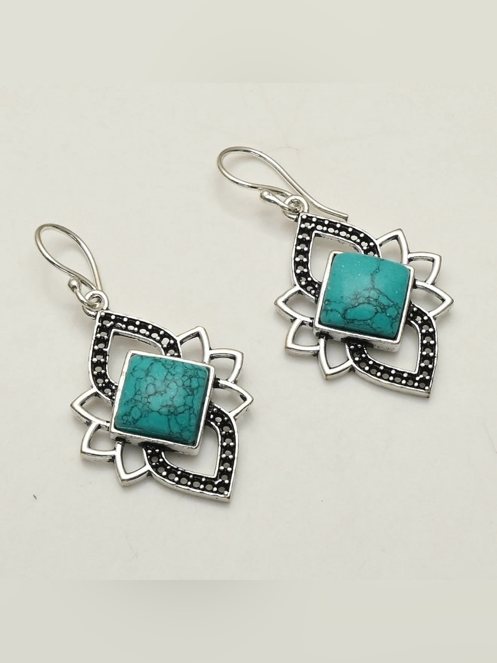 Turquoise Gemstone Artisan Handcrafted Drop Dangle Earrings